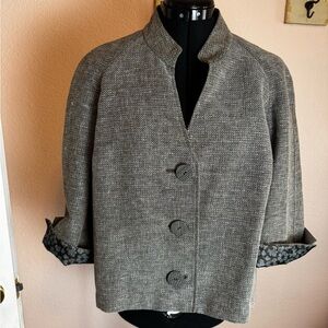 J. Jill Gray Textured Tweed Button-Up Jacket Mediun